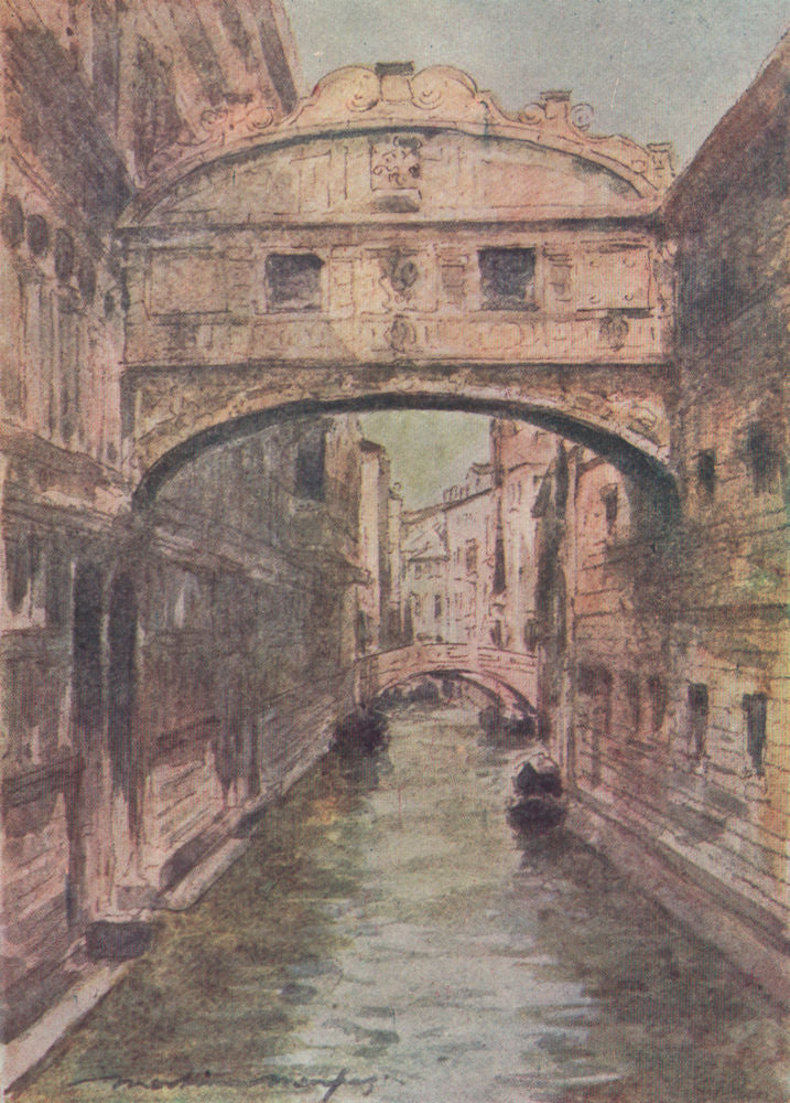 VENEZIA. 'The Bridge of Sighs' by Mortimer Menpes. Venice 1916 old print